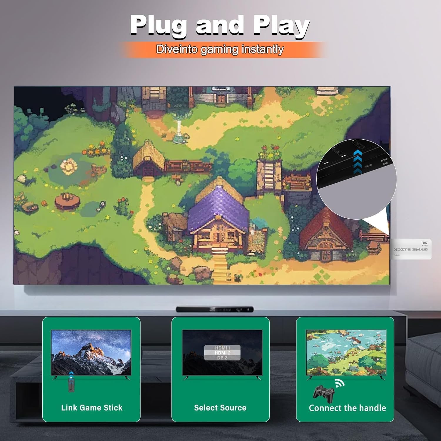 LIUWEI New Retro Gaming Console & Game Stick Pro - 20,000+ Classic Video Games, 23 Emulators, Dual Wireless Controllers, 4K HDMI Output, Plug & Play, Compatible with TV, PC, Projector, 64GB