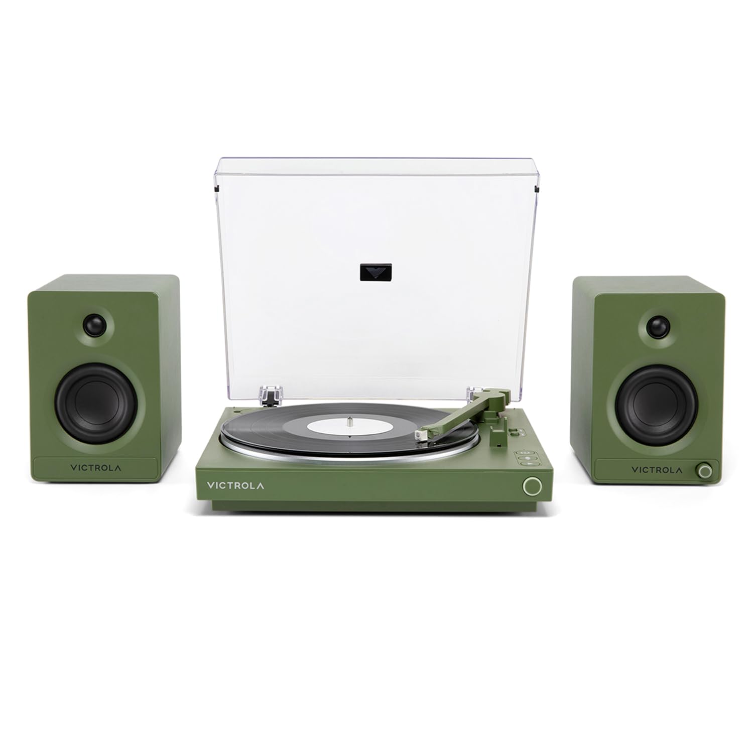 Victrola Fully Automatic Bluetooth Turntable w Audio Technica ATN3600L Cartridge, Automatic Repeat Function, 2-Speed Vinyl Record Player, Wireless Bluetooth Streaming, Preamp & Aluminum Platter Green